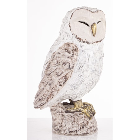 Dekoracja - biała sowa 18,5x9,5x10 cm UGLE small