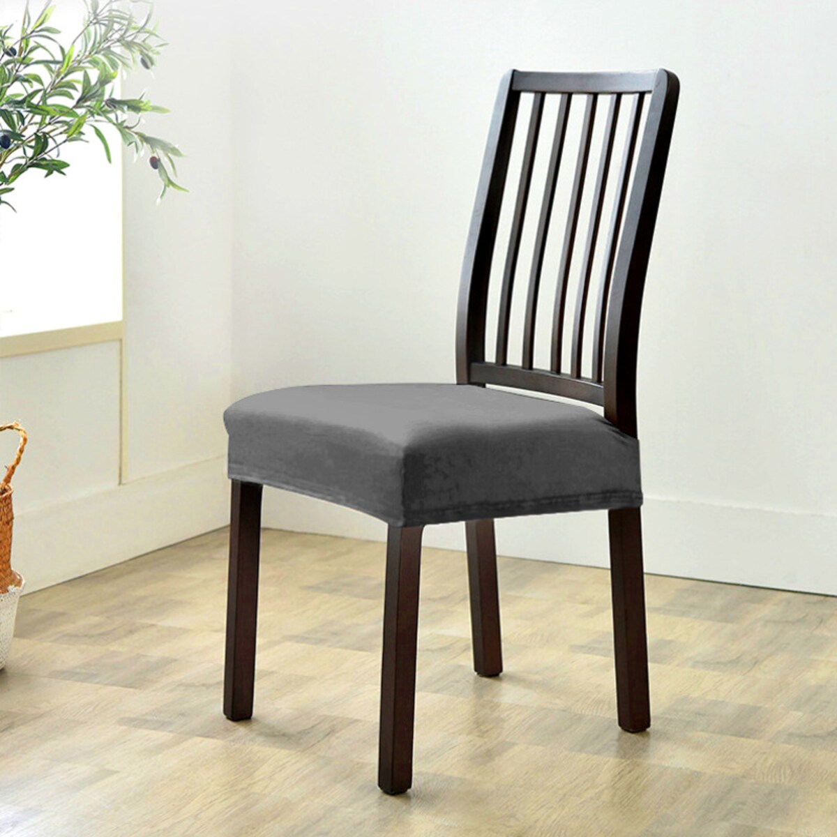 Pokrowiec Na Siedzisko Krzesła 50X50Cm Szary Welur