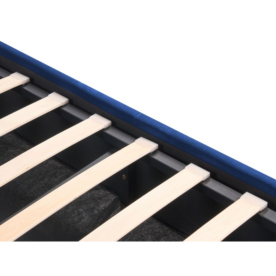 Łóżko z pojemnikiem welurowe 140 x 200 cm niebieskie ROCHEFORT