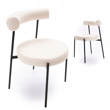 ZESTAW 2 SZTUK Krzesła VELO Biało-Czarne TEDDY Tapicerowane Nowoczesne