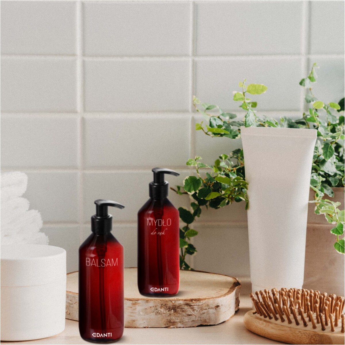 2X Dozownik Z Pompką Butelka Do Mydła Balsamu 300 Ml Zestaw Na Umywalkę Do Łazienki