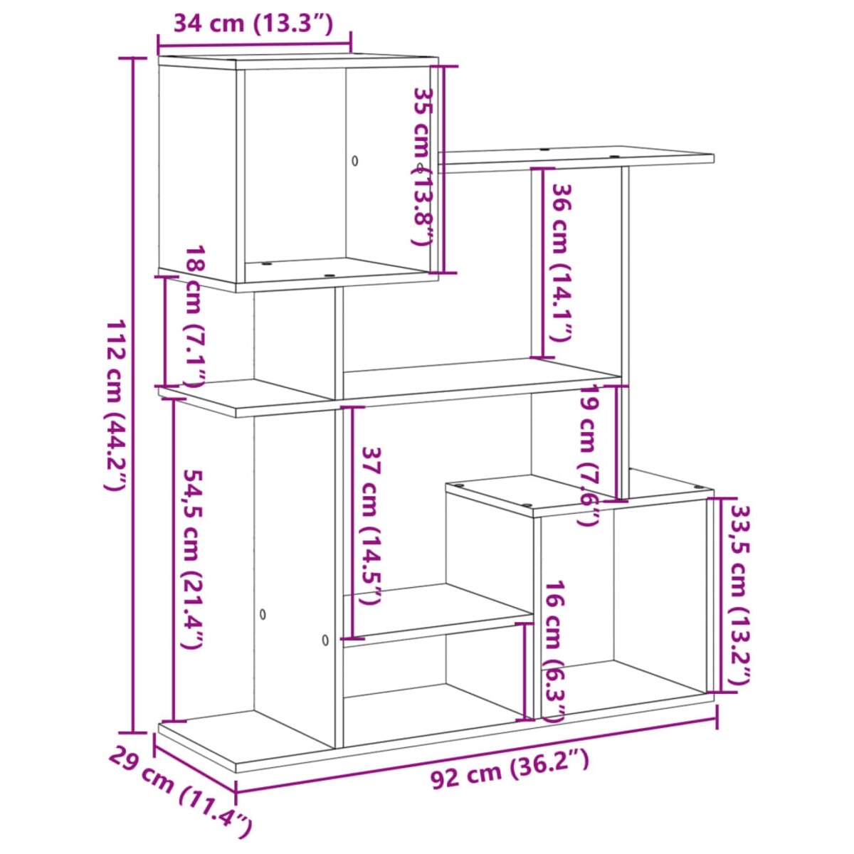 vidaXL Regał przegroda, biały, 92x29x112 , materiał drewnopochodny
