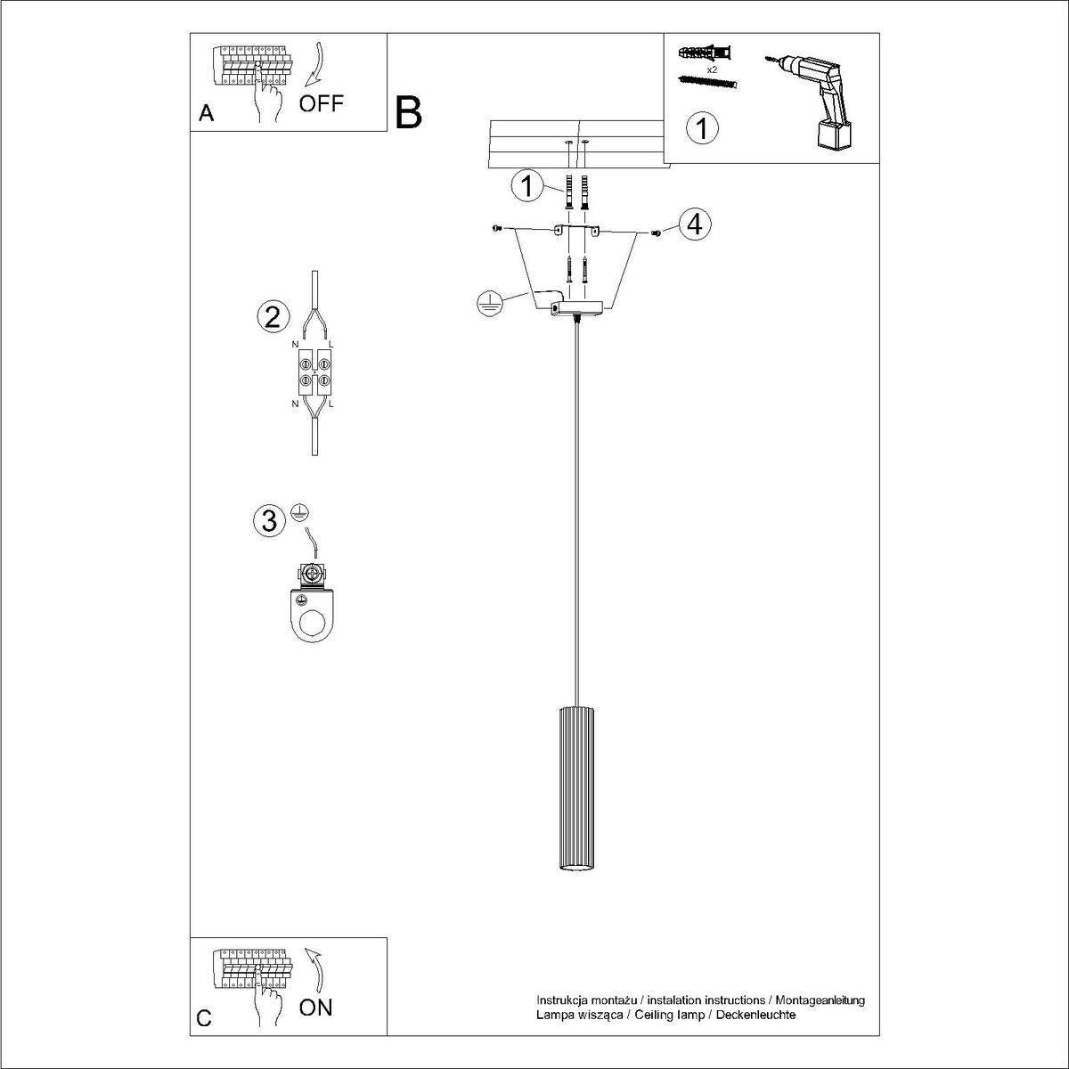 Lampa wisząca KARBON 1 ultramaryna