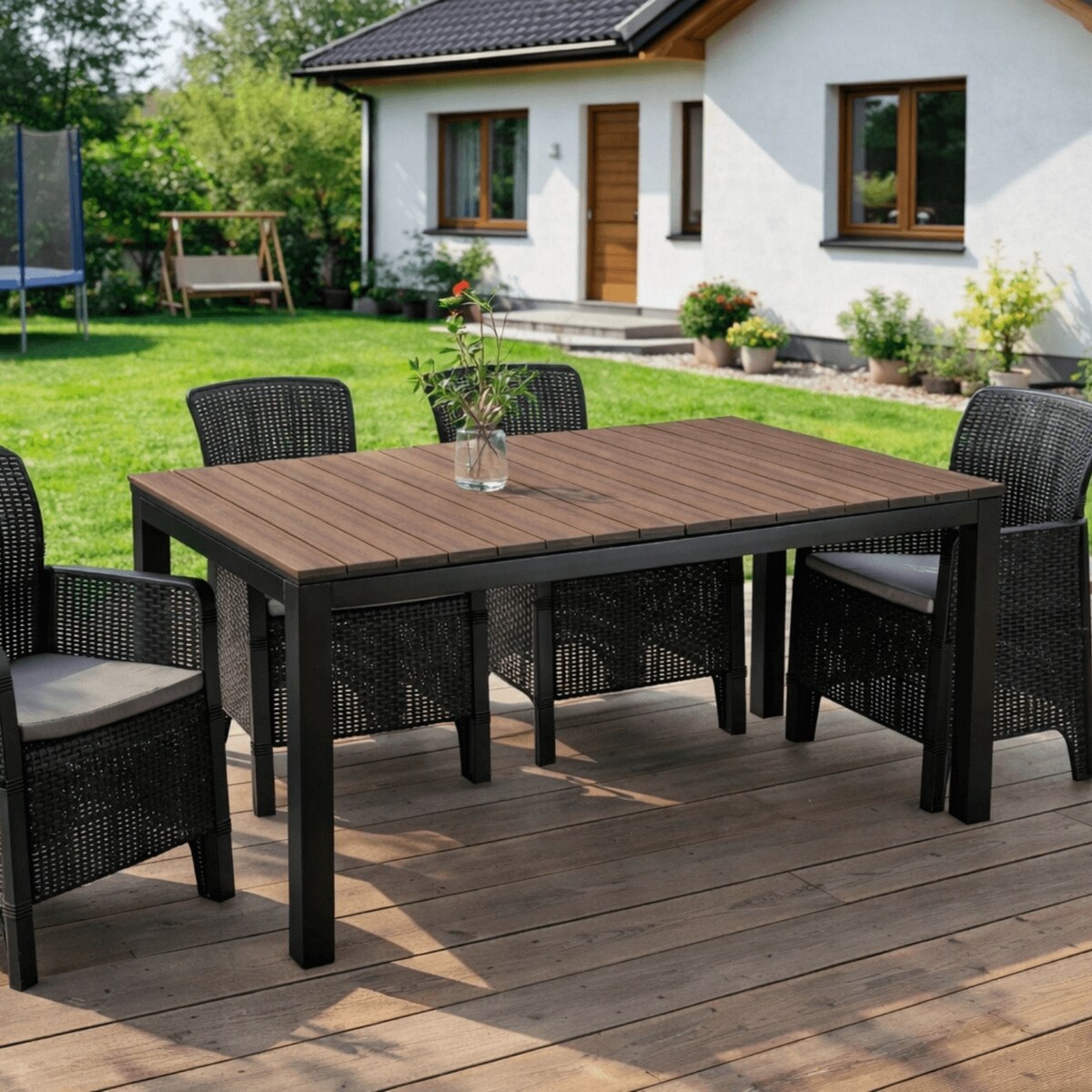 Stół Ogrodowy Rozkładany Na Ogród Działka Taras Orzech Czarny ARGOS 160-210