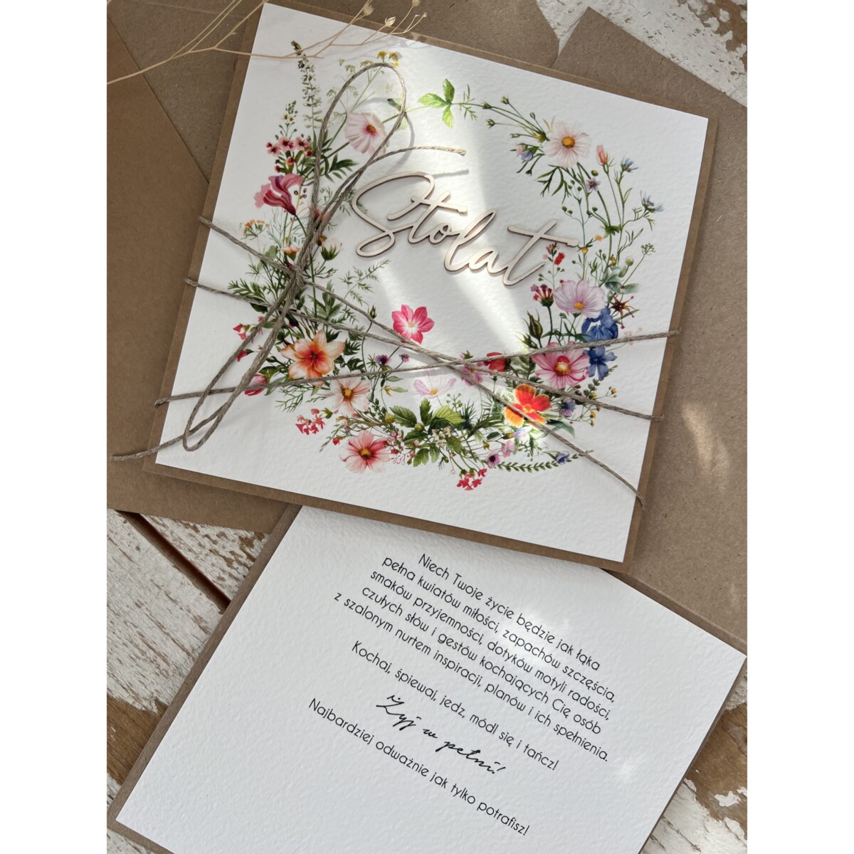 Kartka ręcznie robiona - urodzinowa w dniu urodzin życzenia urodzinowe Sto lat