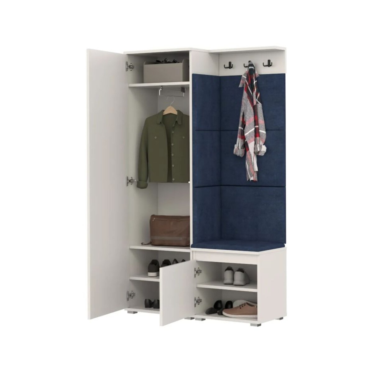 Garderoba do przedpokoju SINGAPUR 104 biała/granatowa