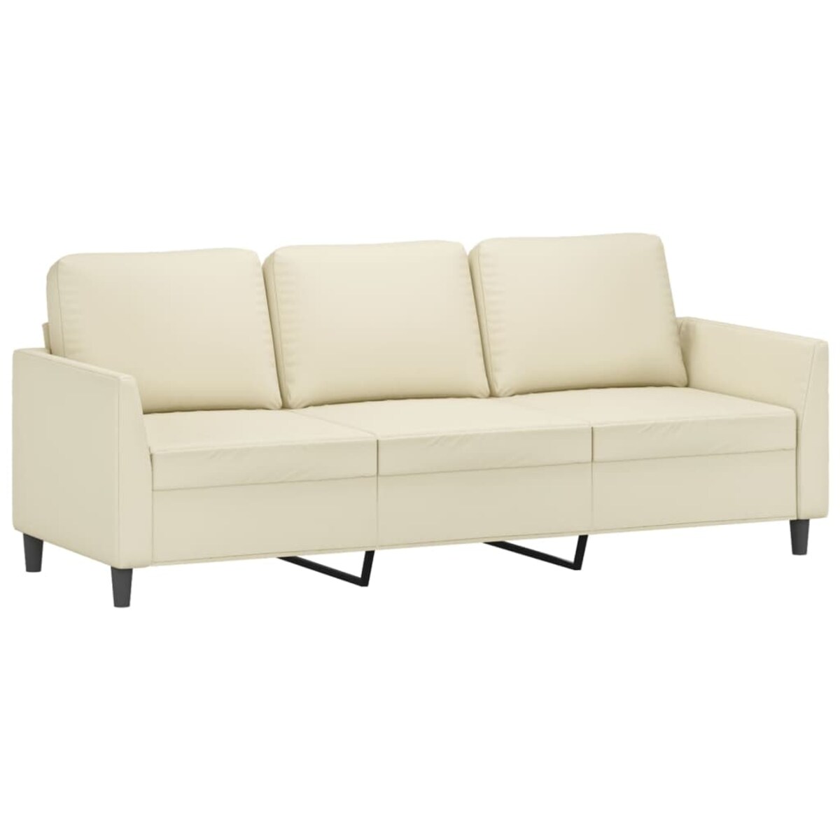 vidaXL 3-osobowa sofa z podnóżkiem, kremowa, 180 cm, sztuczna skóra
