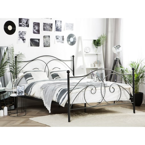 Łóżko metalowe 180 x 200 cm czarne DINARD