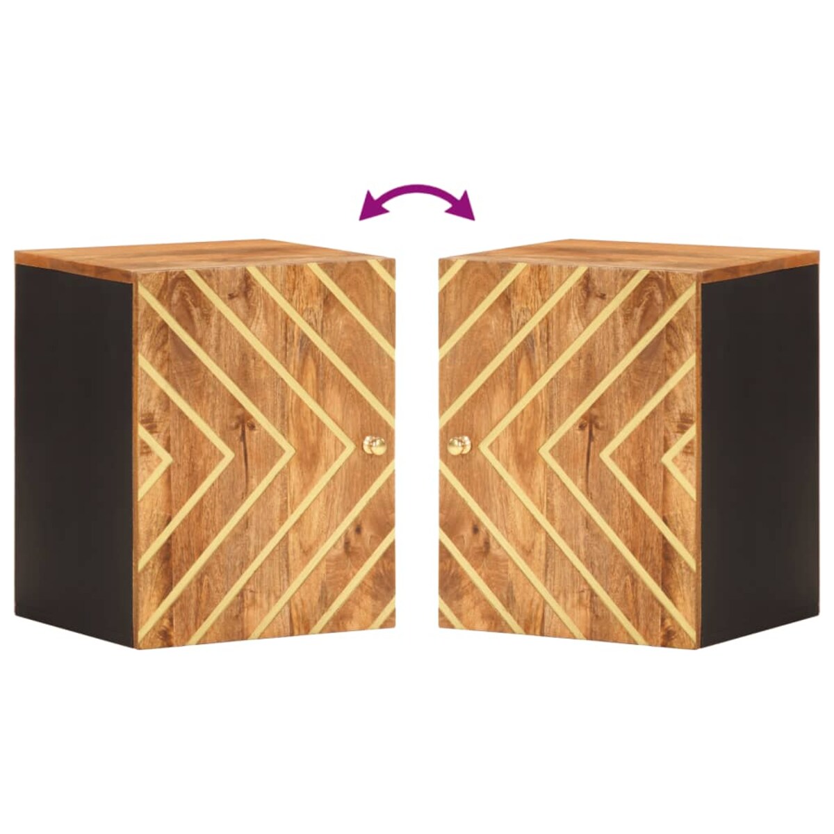 vidaXL Szafka ścienna do łazienki, brązowo-czarna, lite drewno mango