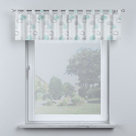 Lambrekin na szelkach 130x40 ecru-niebieski