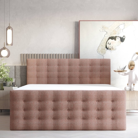 Łóżko kontynentalne STATE 160x200 z pojemnikiem, Czerwony, tkanina Grace 55