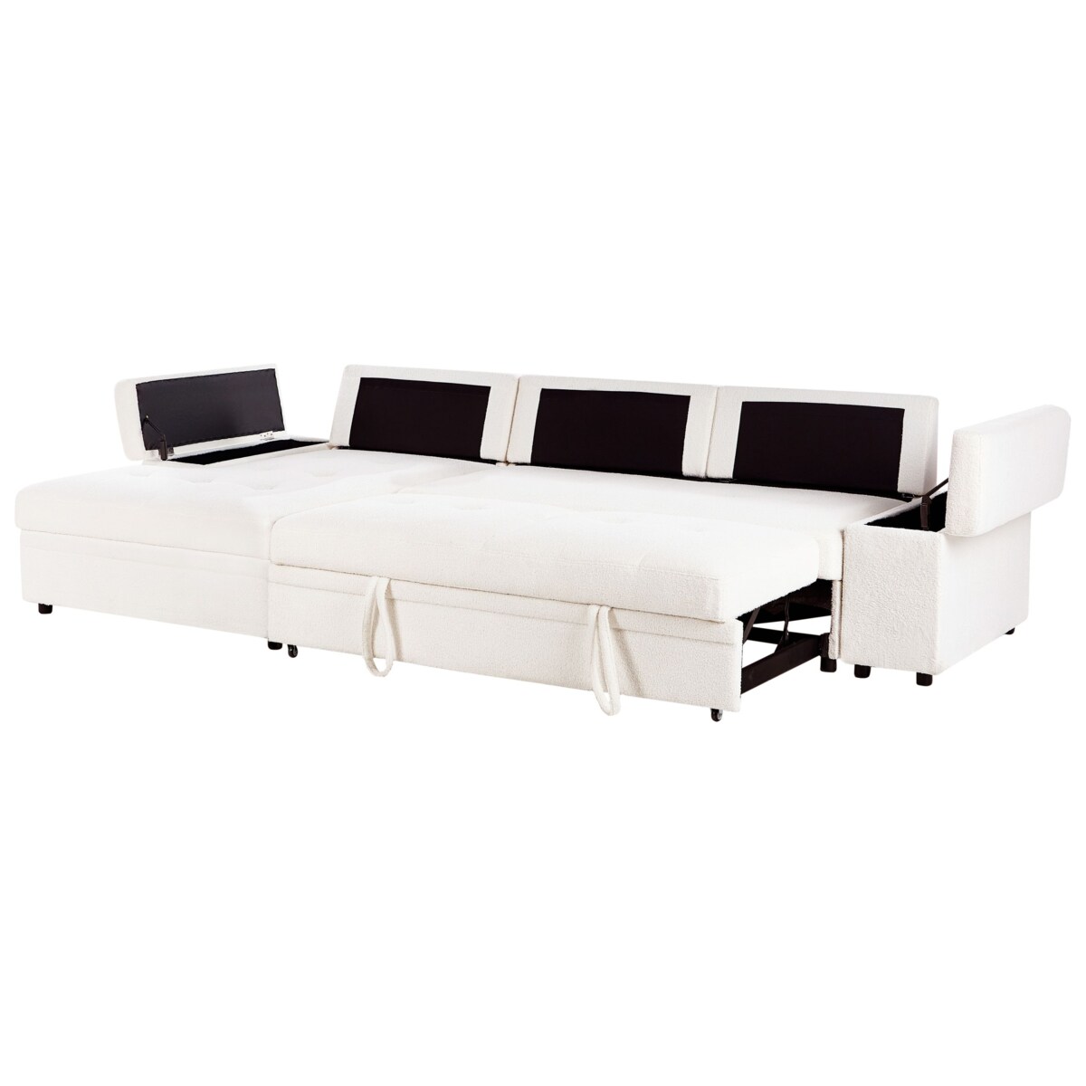 Sofa narożna prawostronna HRISEY Boucle Biały Prawostronny