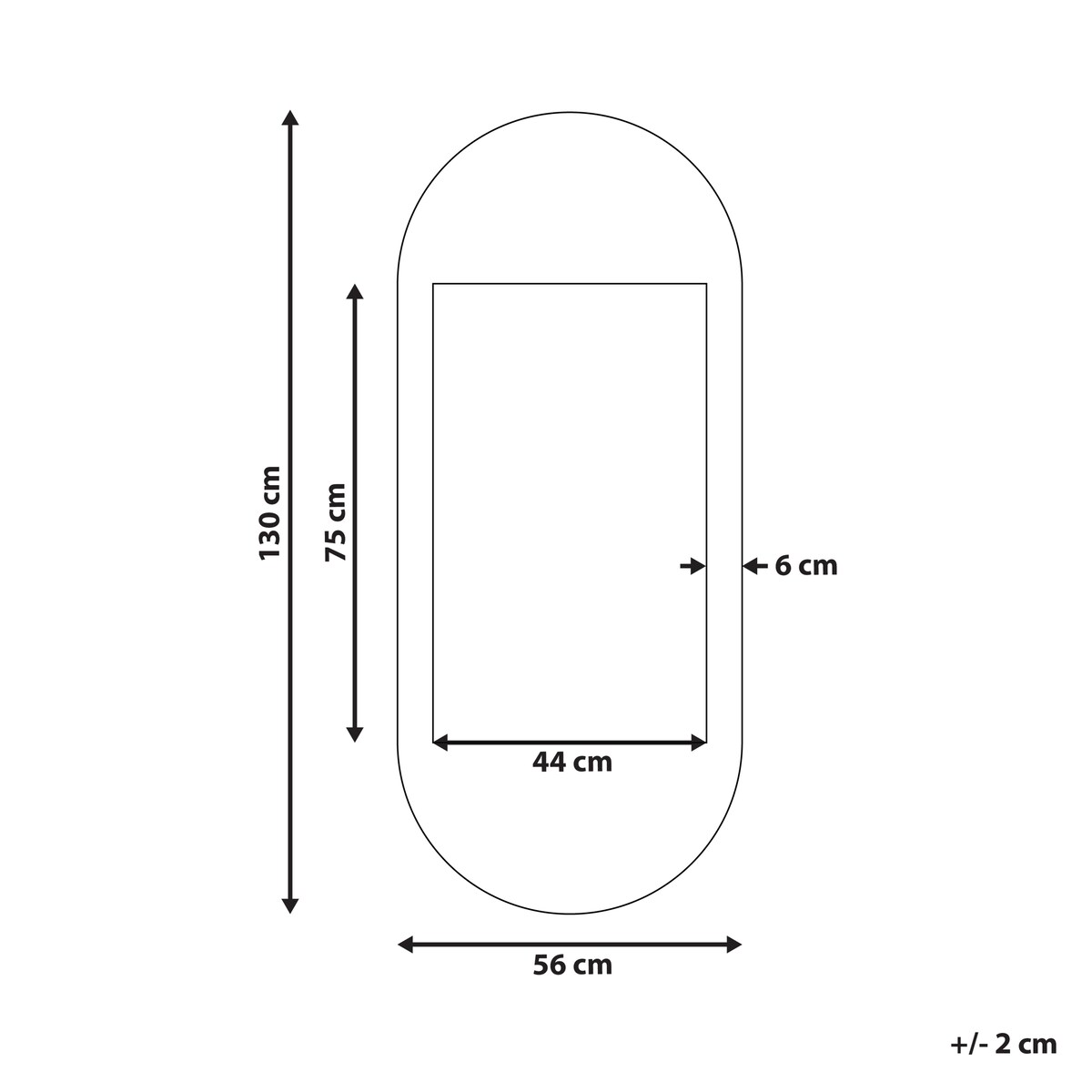 Lustro ścienne BRIANT 56 cm 130 cm Drewno mango Biały