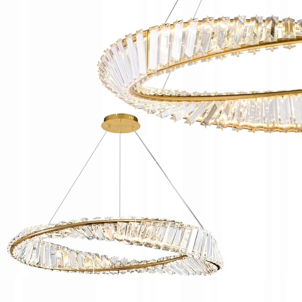 Lampa Sufitowa Kryształowa Glamour Złota Gold