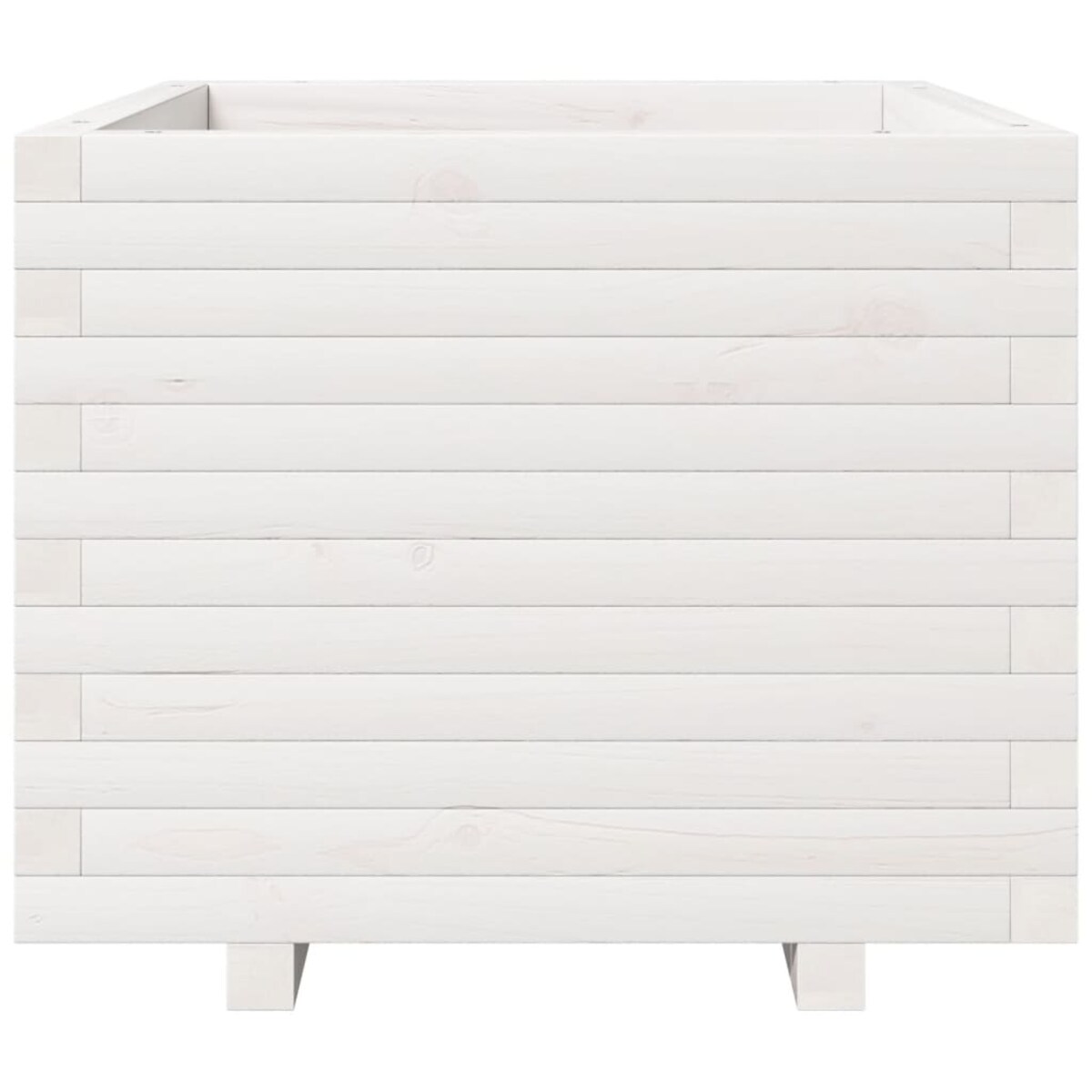 vidaXL Donica ogrodowa, biała, 60x60x49,5 cm, lite drewno sosnowe