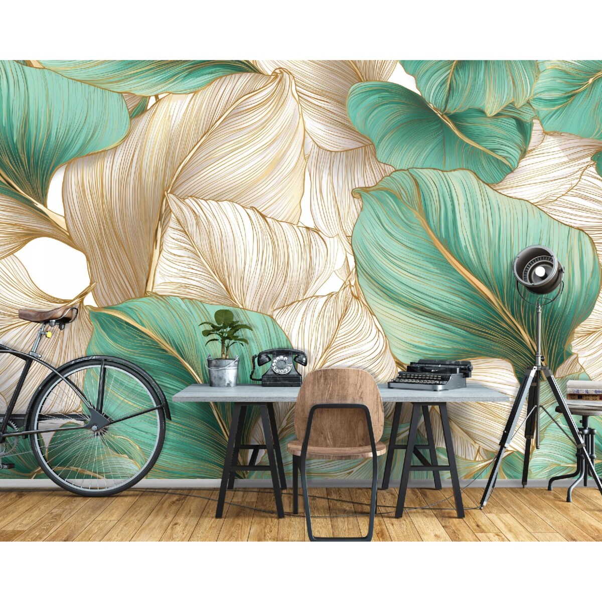 Fototapeta Do Sypialni Salonu Na Flizelinie Liście Abstrakcja Zielony 300x210