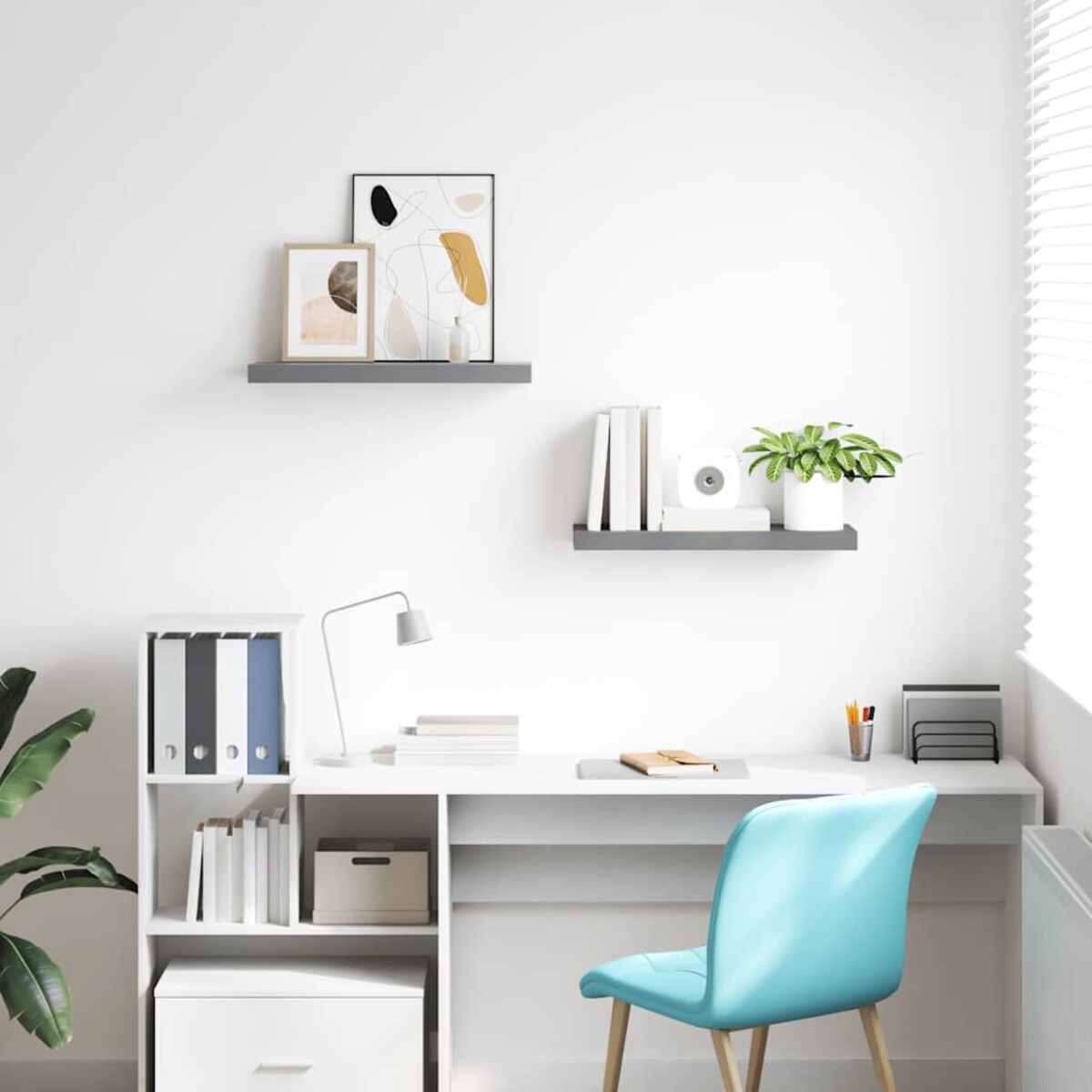 vidaXL Półki ścienne, 2 szt., szare, 60x23,5x3,8 cm, MDF