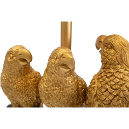 Lampa stołowa Parrots, kolor czarny i złoty, żelazo, PVC i poliester, 30 x 30 x 62,5 cm, 1 x E27, do salonu i sypialni, Mauro Ferretti