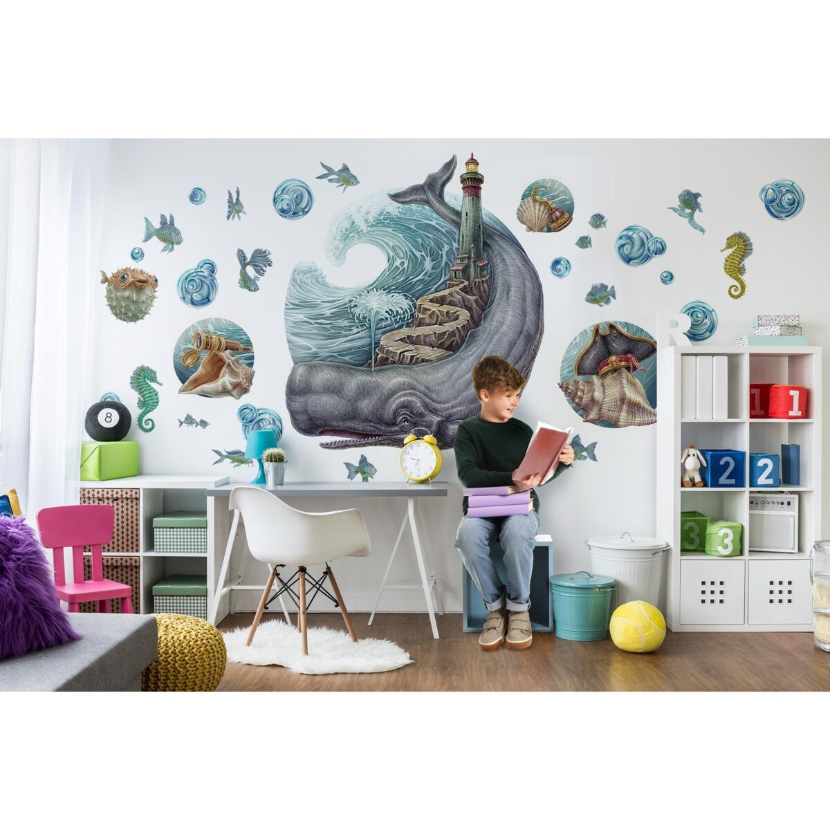 Zestaw naklejek na ścianę, Rysunkowe zwierzęta, 80cm