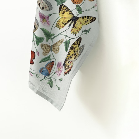 Lniana ścierka kuchenna - Vintage motyle
