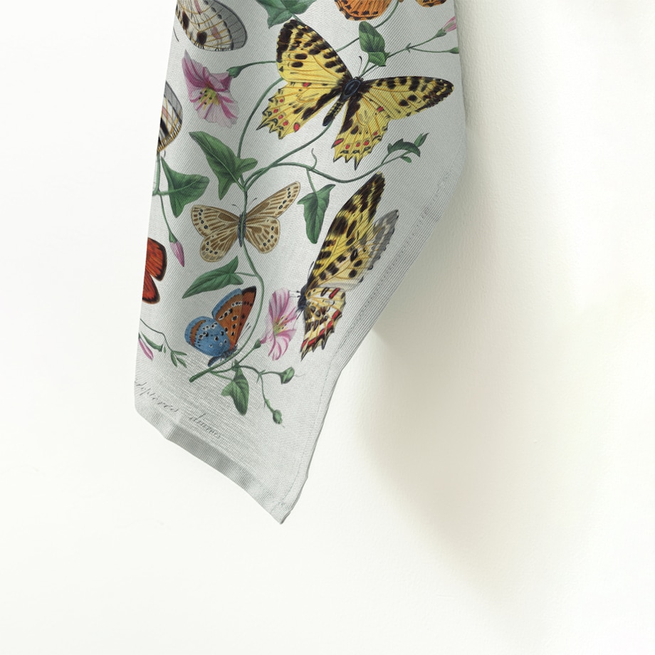 Lniana ścierka kuchenna - Vintage motyle