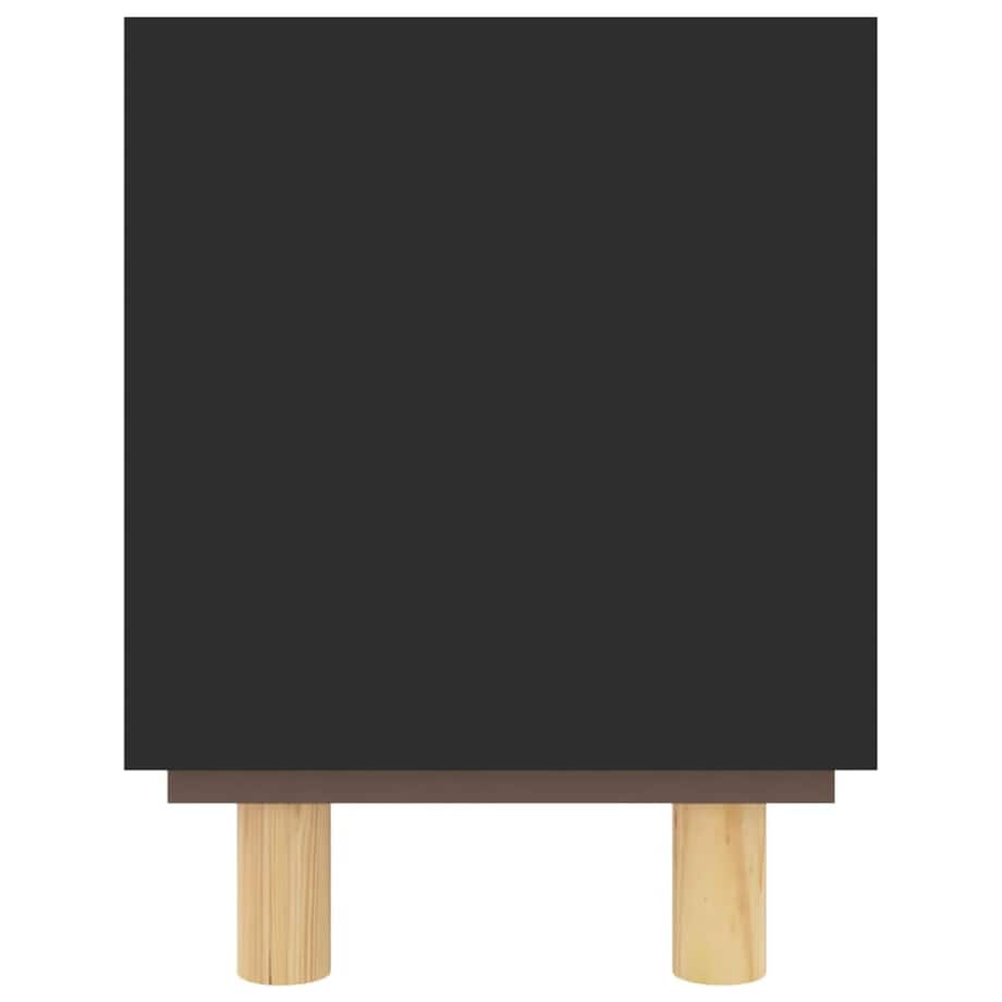 vidaXL Stolik pod TV, czarny, 105x30x40 cm, drewno sosnowe i rattan