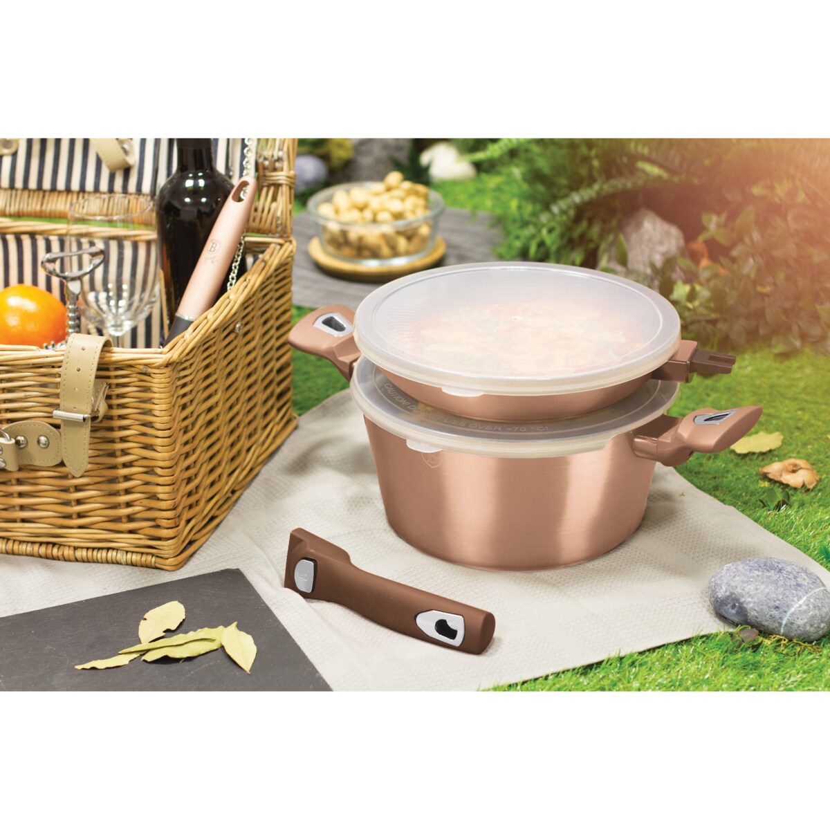 Zestaw 13 elementów garnki, patelnie, akcesoria kuchenne Rose Gold Berlinger Haus BH-7058