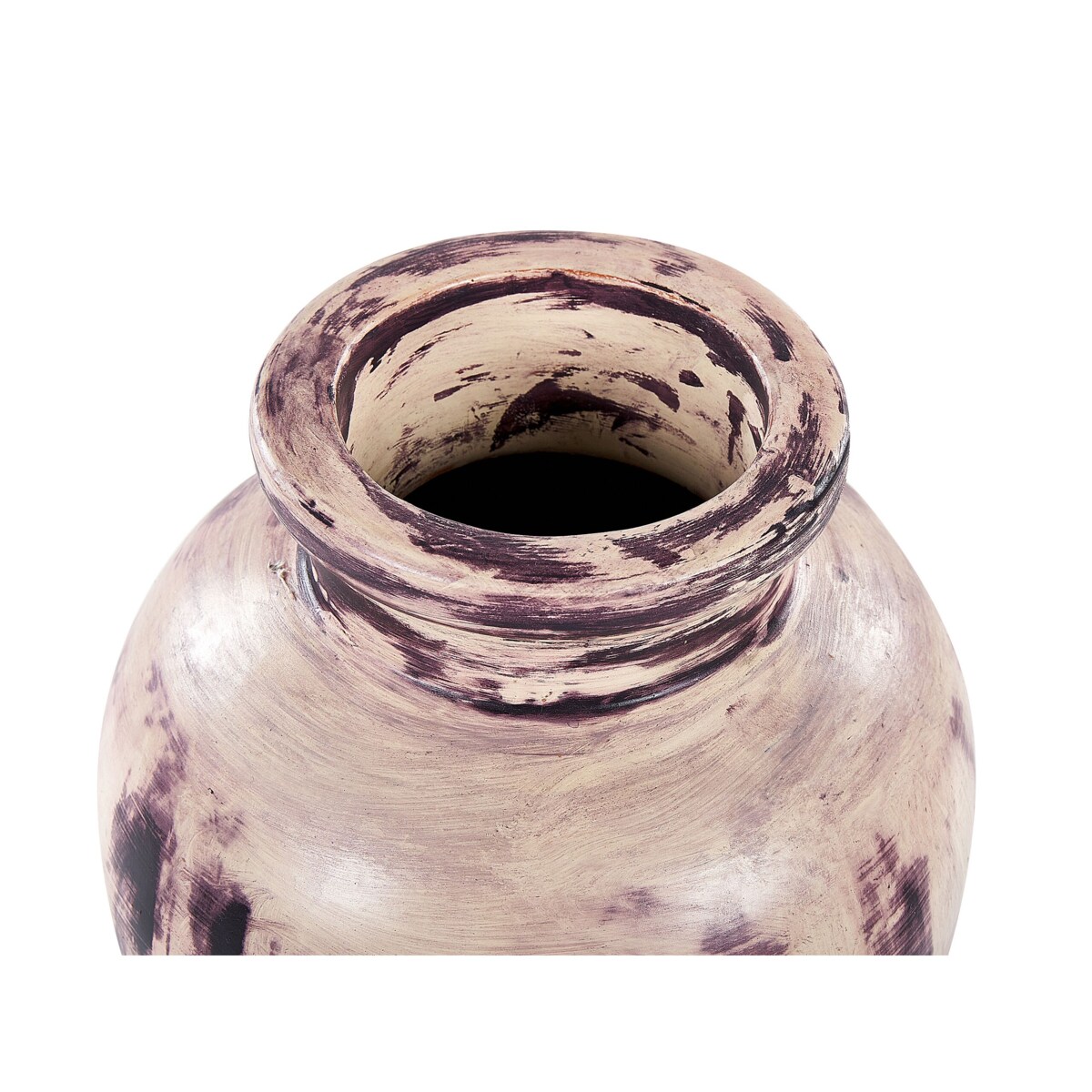Wazon dekoracyjny z terakoty 34 cm fioletowo-beżowy AMATHUS