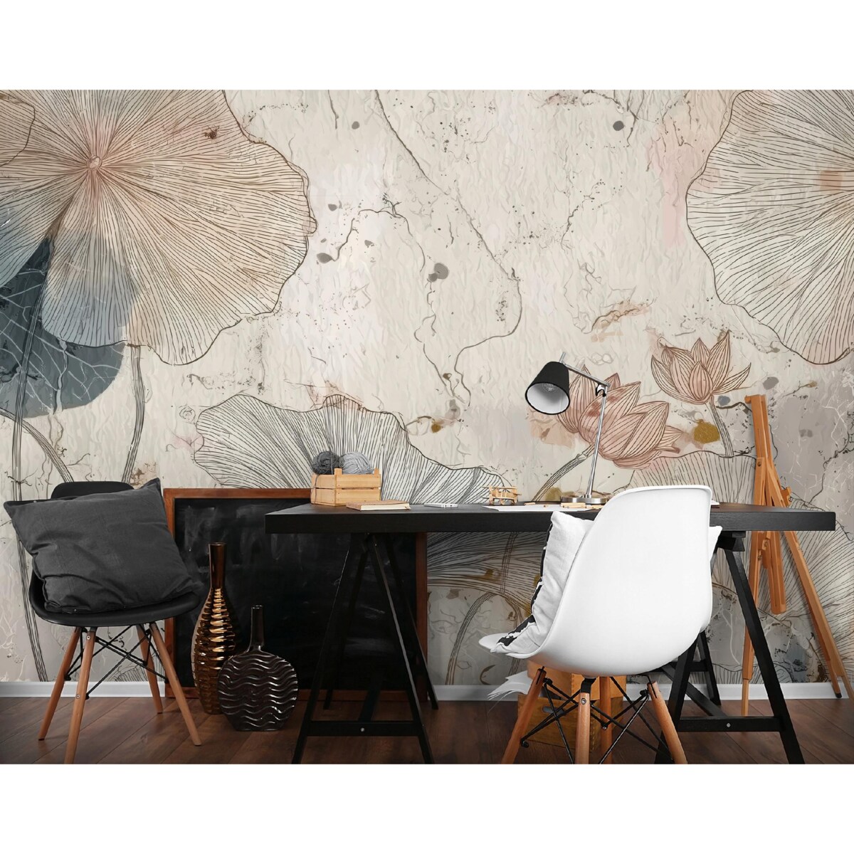 Fototapeta Do Sypialni Salonu Na Flizelinie Kwiaty Abstrakcja Beżowy 400x280