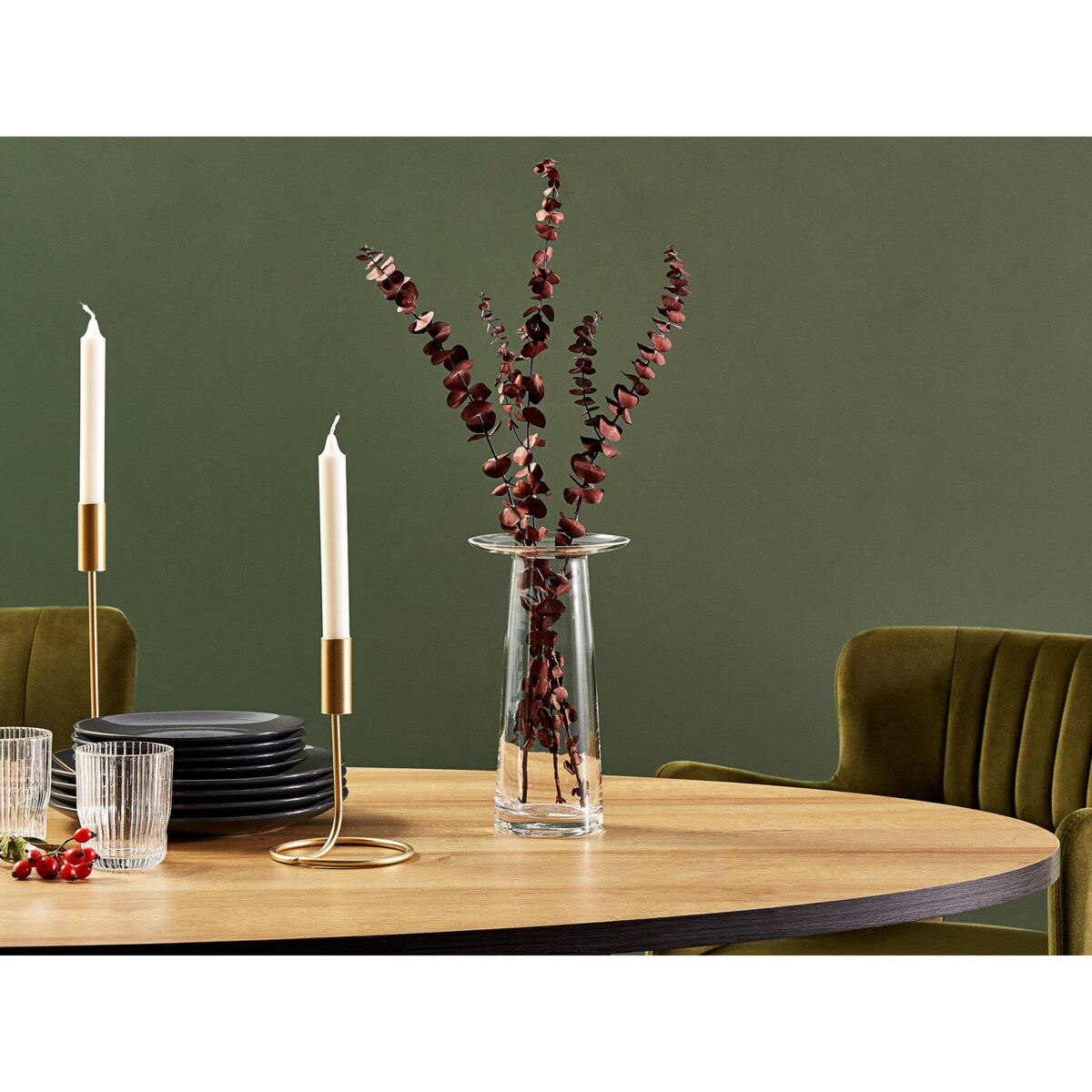 Wazon na kwiaty szklany 26 cm transparentny MANNA