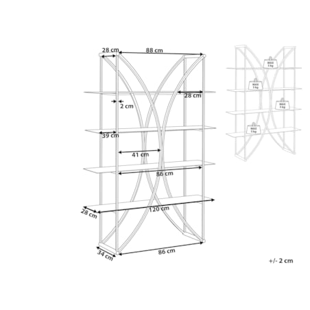 Regał metalowy 4 półki srebrny HOLLOW