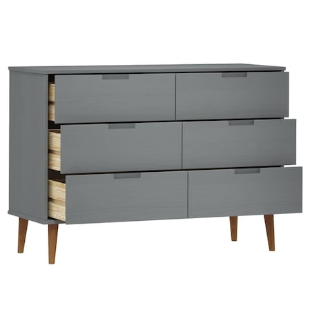 vidaXL Komoda MOLDE, szara, 113x40x80 cm, lite drewno sosnowe