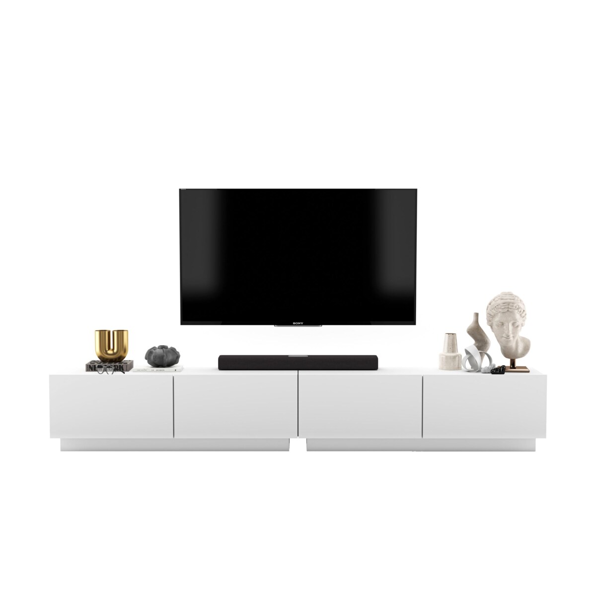 Szafka RTV Loft Stojąca / Wisząca Komoda RTV Biały MAT 240 cm