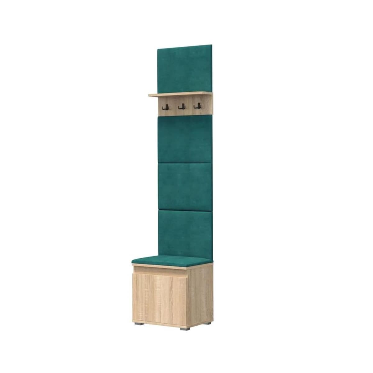 Szafka na buty z siedziskiem i wieszakiem SINGAPUR 50 dąb sonoma/zielona
