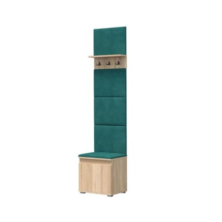 Szafka na buty z siedziskiem i wieszakiem SINGAPUR 50 dąb sonoma/zielona