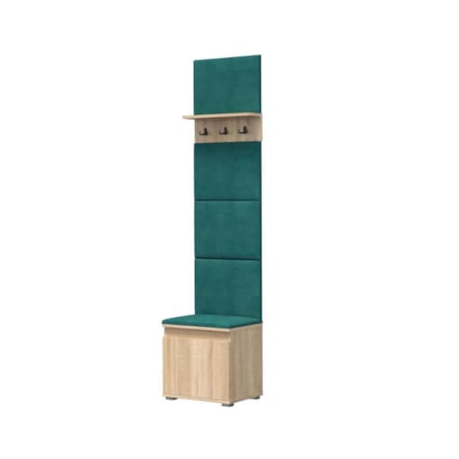 Szafka na buty z siedziskiem i wieszakiem SINGAPUR 50 dąb sonoma/zielona