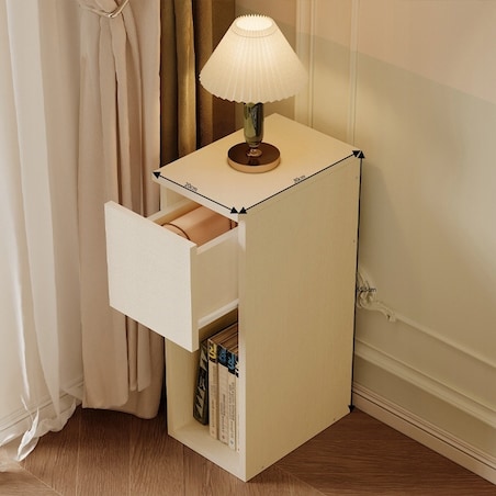 Szafka nocna kremowa z szufladą stolik z półką nowoczesny loft sypialni 55 cm