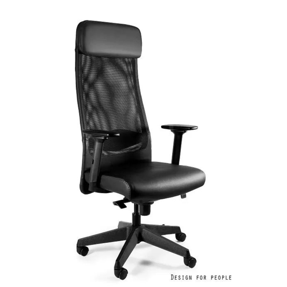 Fotel biurowy ARES SOFT czarny/skóra naturalna