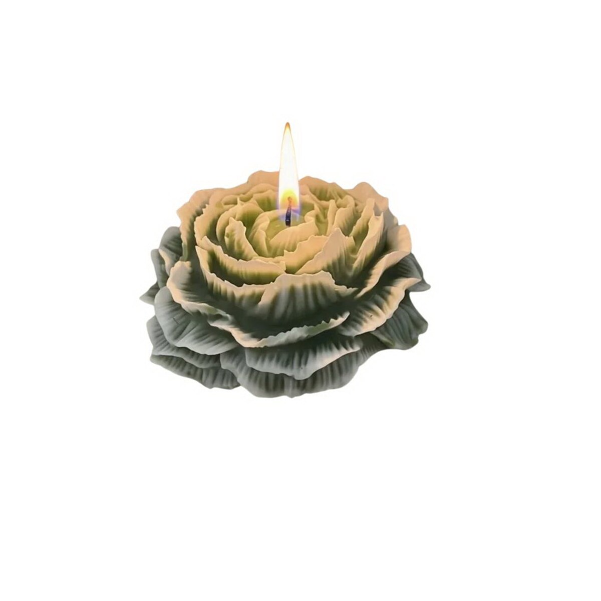 Świeca sojowa ekologiczna dekoracyjna roz. M piwonia peonia zielona oliwkowa ombre "Peony Queen" 80x35mm