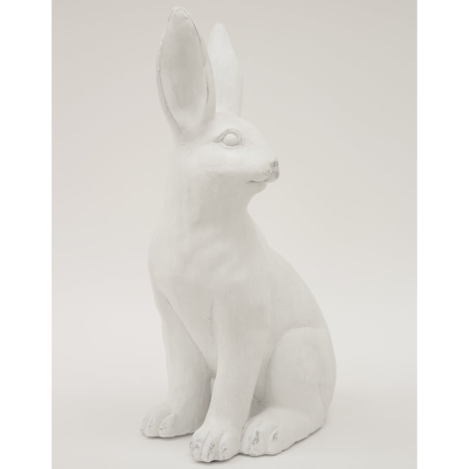 Dekoracja - siedzący biały królik 49x25x19 cm ALBUS duży