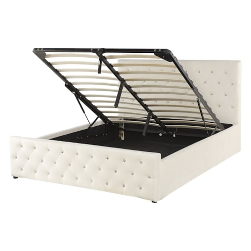 Łóżko z pojemnikiem welurowe 140 x 200 cm beżowe AMIENS