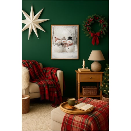 Poster Story, Plakat, Obraz - Trzy Szczęśliwe Bałwanki, wymiary 30 x 42 cm