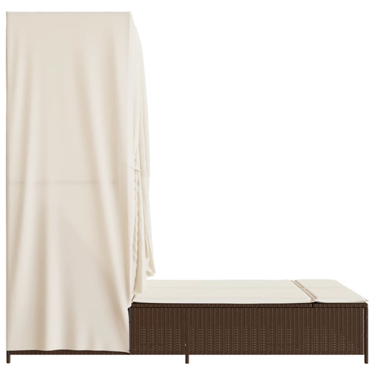 vidaXL Podwójna leżanka z daszkiem i zasłonami, brązowy polirattan