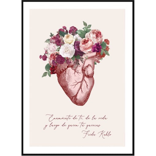 Poster Story, Plakat, Obraz - Frida Kahlo na Kwiatowym Tle, wymiary 21 x 30 cm