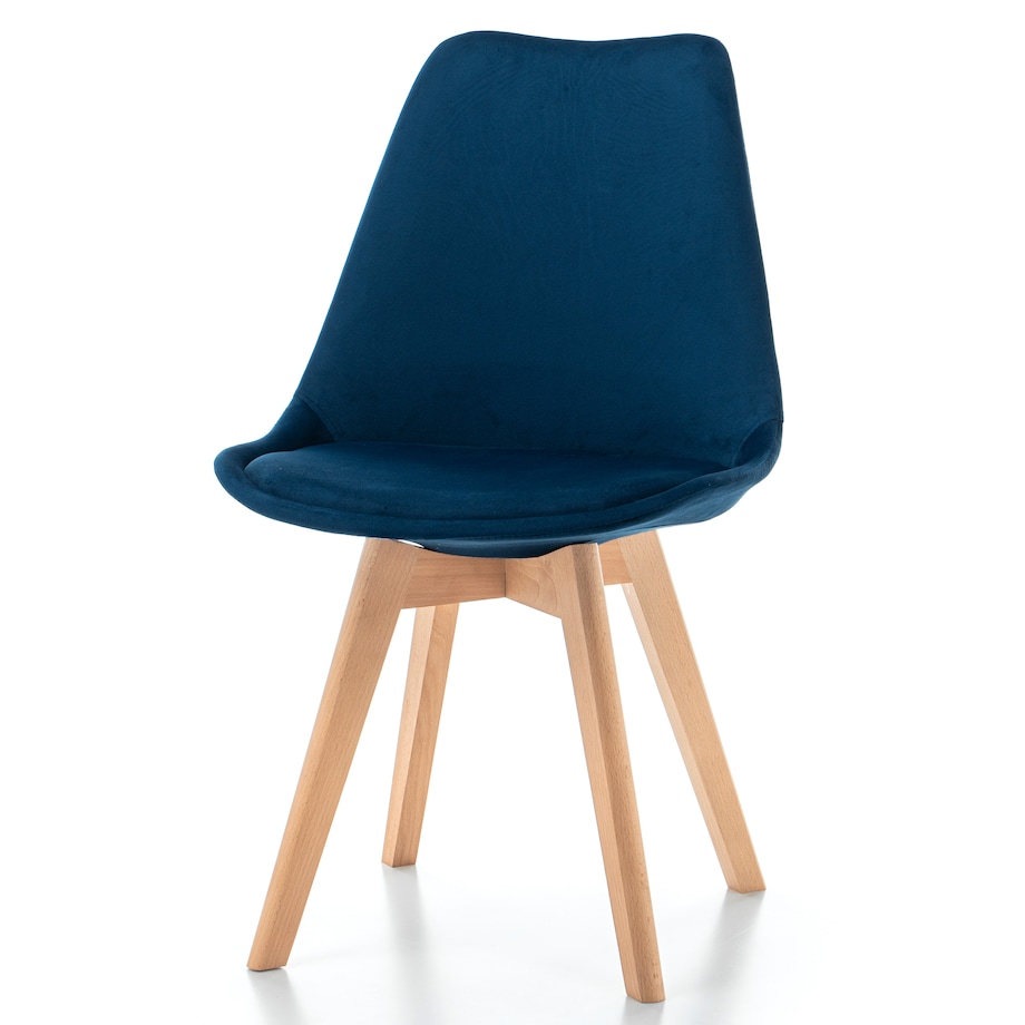 Krzesło skandynawskie z poduszką welurowe DUBLIN granatowe