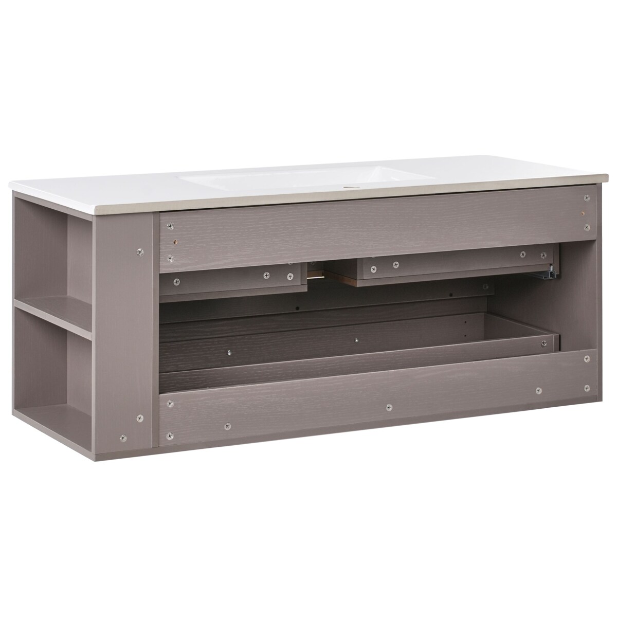 Szafka łazienkowa wisząca z umywalką MANCORA 120 cm Beżowoszary