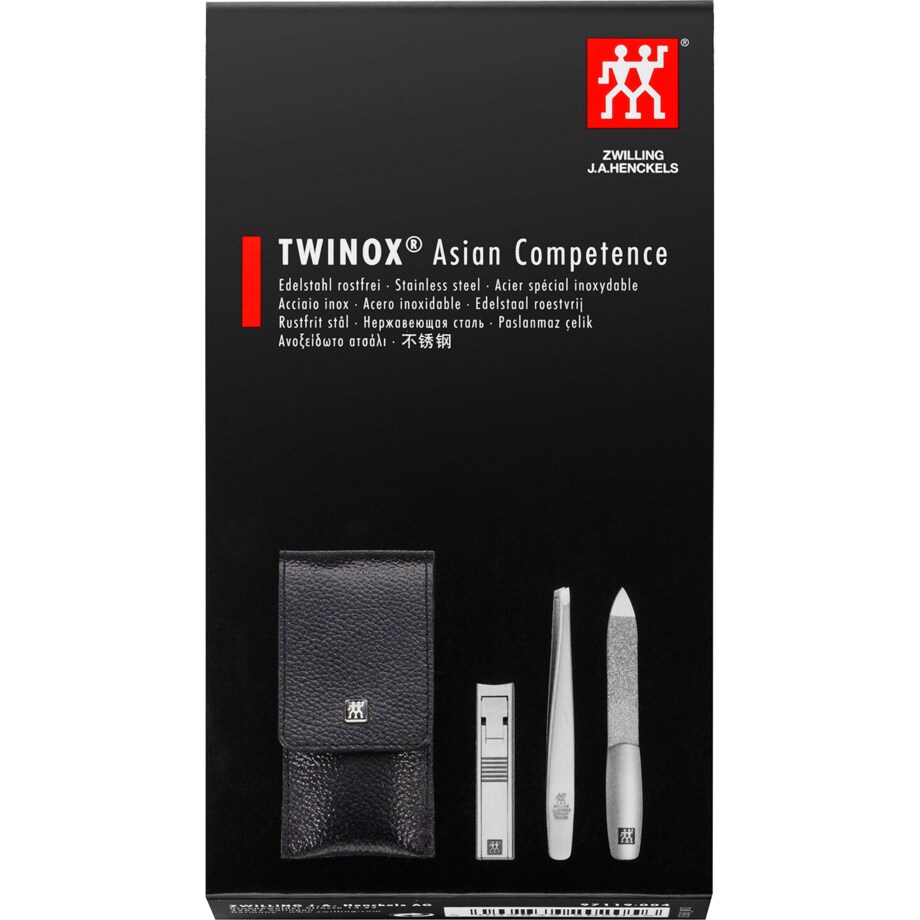 Zestaw do manicure Zwilling Twinox – skórzane etui, 3 elementy - Czarny