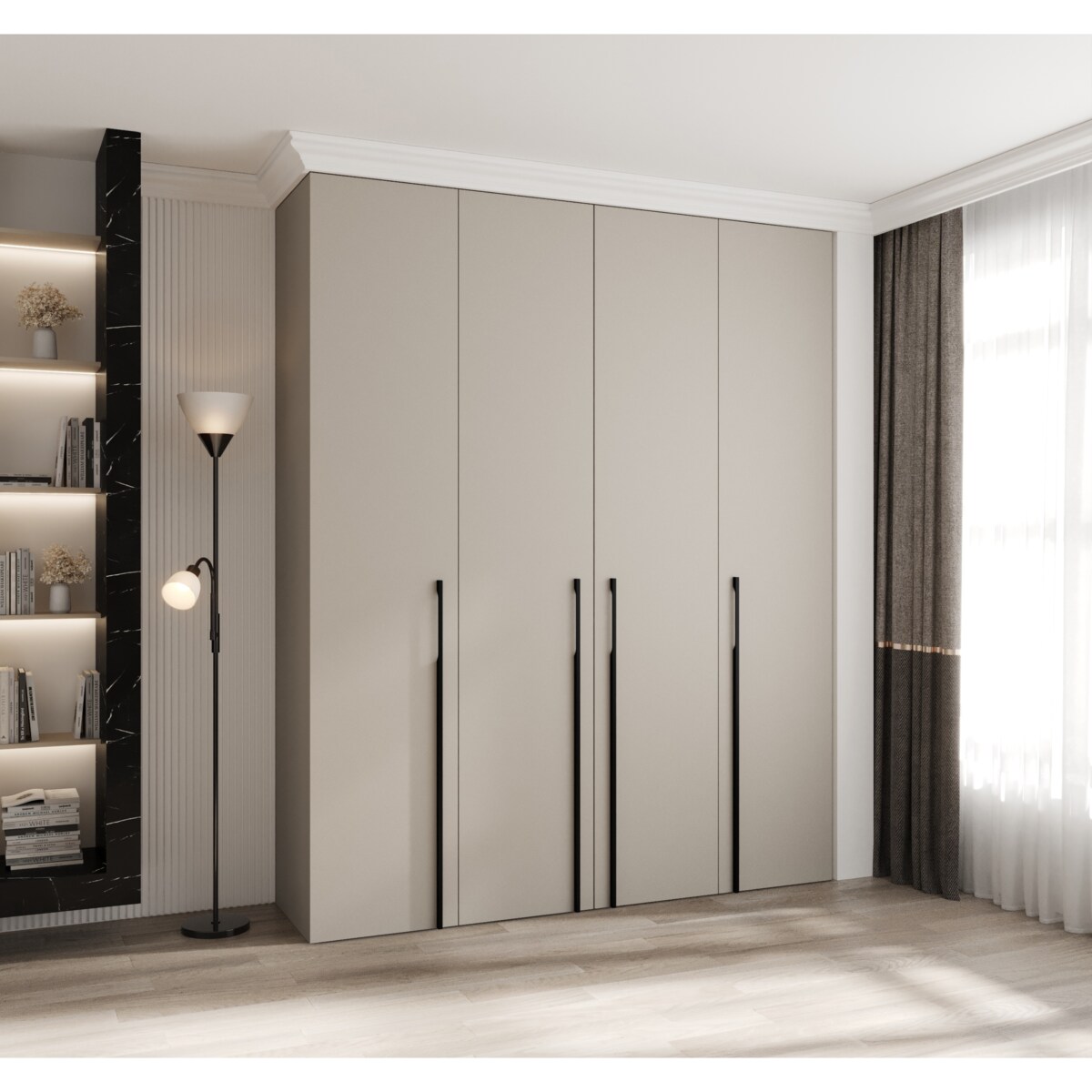 Szafa czterodrzwiowa Como 3 200 gł.40 kaszmir+czarny