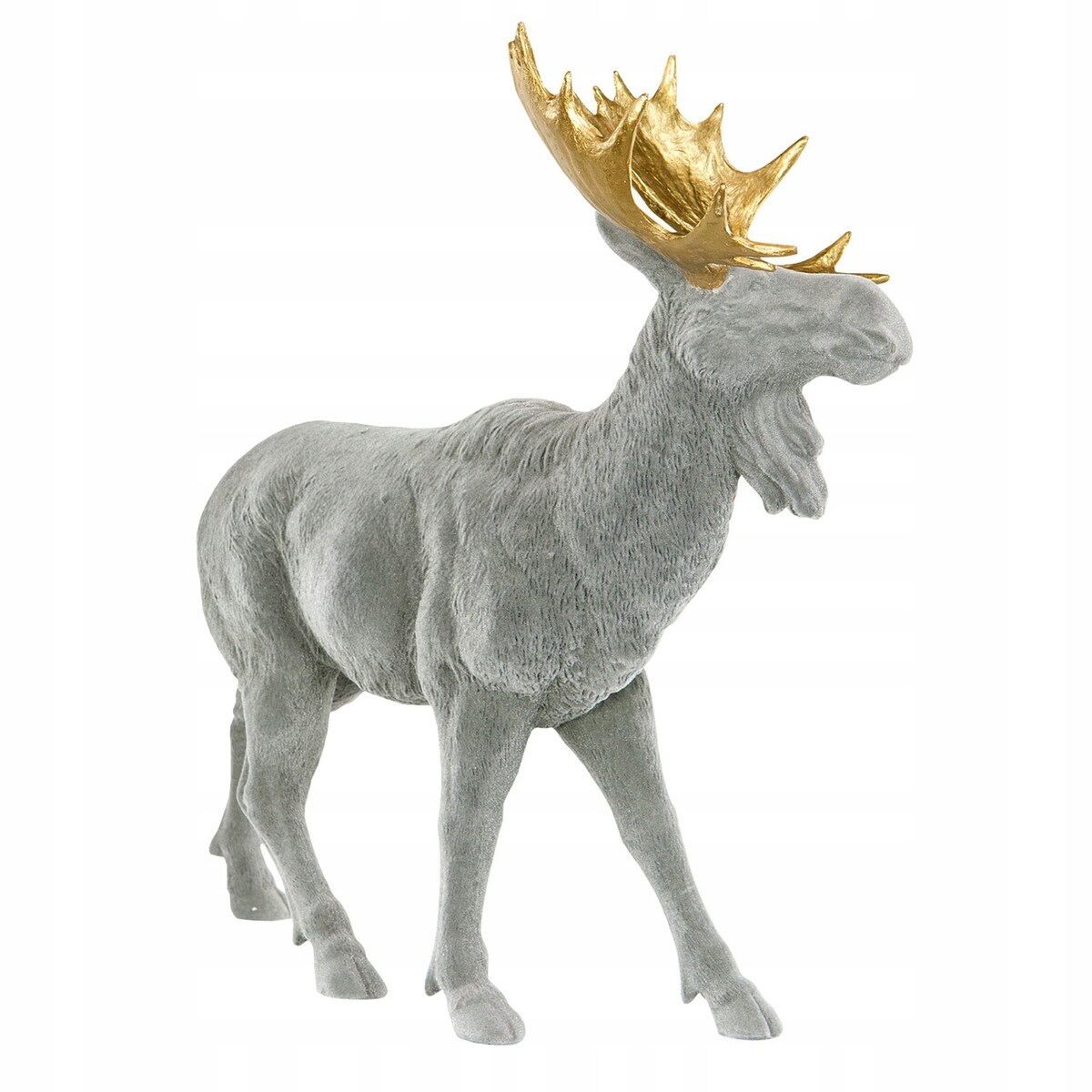 ŚWIĄTECZNA FIGURKA ŁOŚ aksamitna szara Boże Narodzenie 42cm