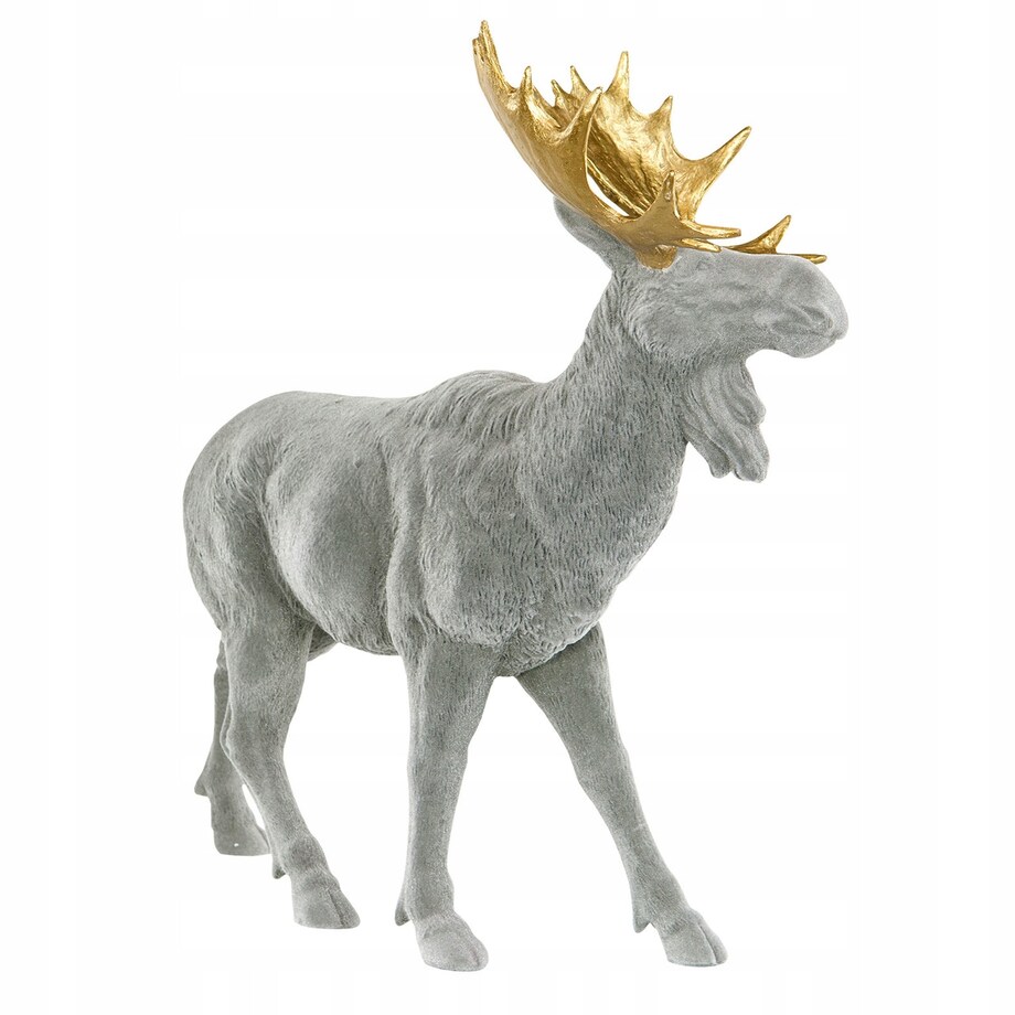 ŚWIĄTECZNA FIGURKA ŁOŚ aksamitna szara Boże Narodzenie 42cm